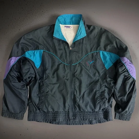 Puma Windbreaker Track Jacket Men’s Medium Colorblock 100% Nylon Vtg 89s 90s - Picture 1 of 8